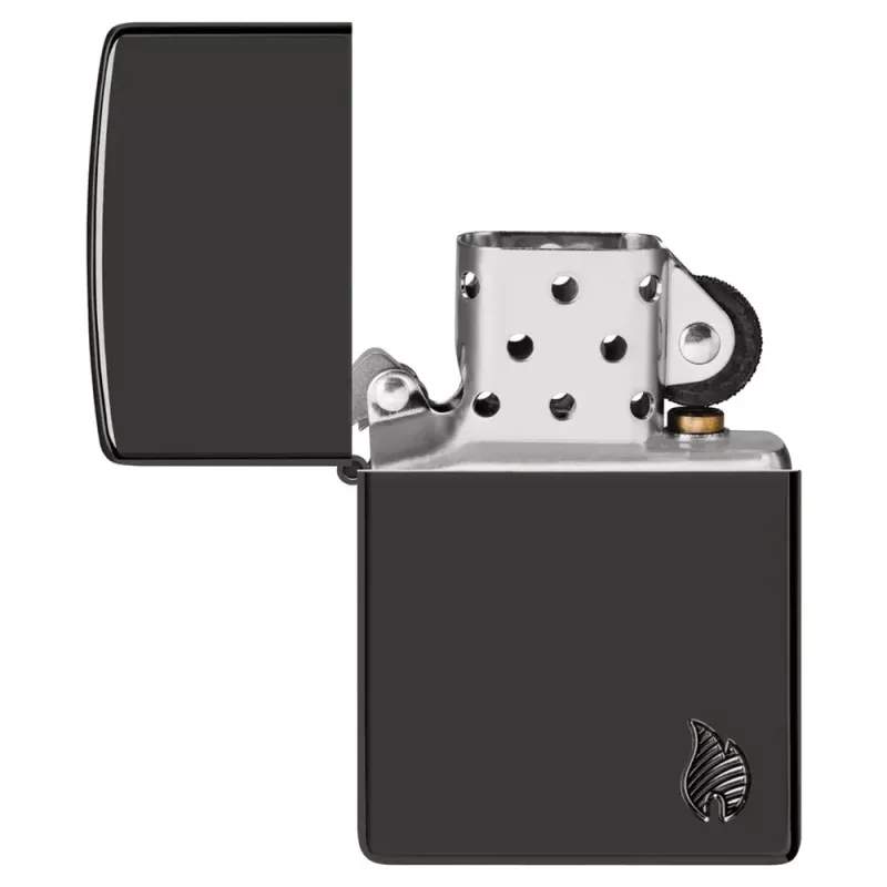 Зажигалка армированная бензиновая Zippo Armor® High Polish Black Flame Design (46402)