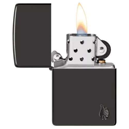 Зажигалка армированная бензиновая Zippo Armor® High Polish Black Flame Design (46402)