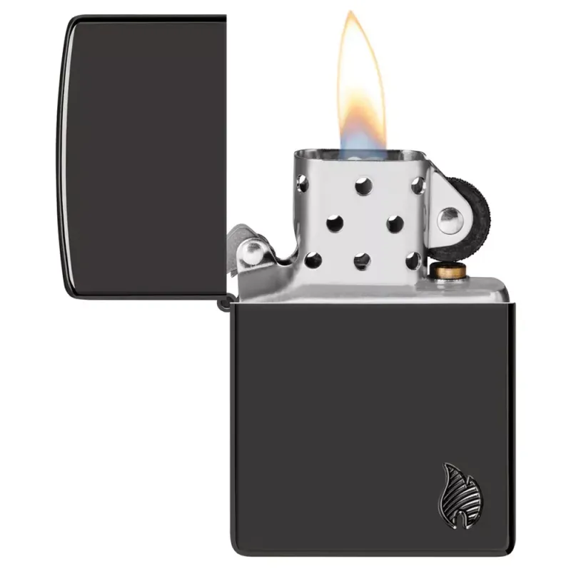 Зажигалка армированная бензиновая Zippo Armor® High Polish Black Flame Design (46402)