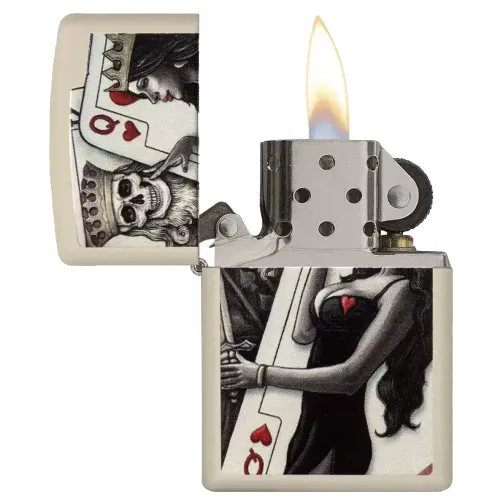 Зажигалка бензиновая Zippo Skull King Queen Beauty Бежевая (49942)