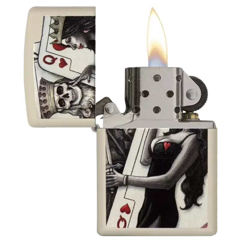 Зажигалка бензиновая Zippo Skull King Queen Beauty Бежевая (49942)