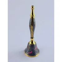 Дзвіночок бронзовий із ручкою Н-21,5 см "Пташки на синьому фоні" гравіювання (DN35951)