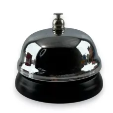 Колокольчик настольный h-5 см для рецепшн, портье, металл, черный, хром (DN25196N)