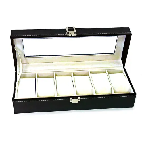 Футляри Футляр для зберігання наручних годинників на 6 шт, еко-шкіра, чорний (DN30775)