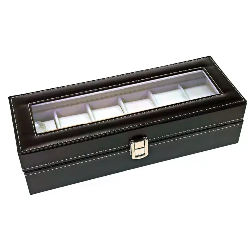 Футляри Футляр для зберігання наручних годинників на 6 шт, еко-шкіра, чорний (DN30775)