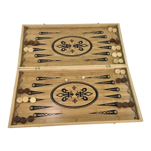 Игровые наборы Набор 3 в 1 нарды, шахматы и шашки из бамбука 60 Х30Х3,5 см, шахматы, фишки дерево, с ячейками (DN22750N)