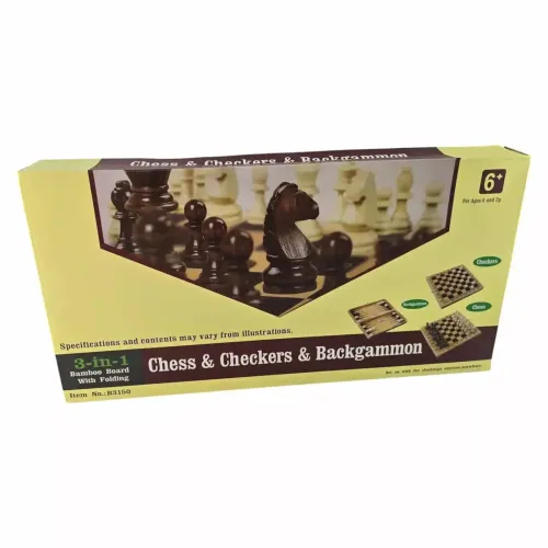 Игровые наборы Набор 3 в 1 шахматы, шашки, нарды 47,5х47,5, дерево (DN35133)