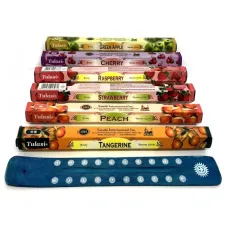 Набір пахощів Tulasi Фруктове-Ягідне Достаток 6 видів ароматів з дерев'яною підставкою (DN34589)