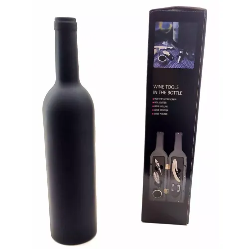 Все для алкогольних напоїв Набір сомельє на 5 предметів "Винна пляшка", чорна матова, картонная коробка, 32,5х7х7 см(DN32843)