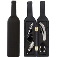 Набір сомельє на 5 предметів "Винна пляшка", чорна матова, картонная коробка, 32,5х7х7 см(DN32843)