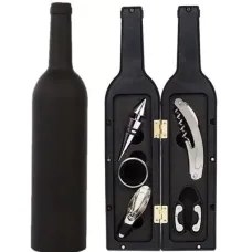 Набір сомельє на 5 предметів "Винна пляшка", чорна матова, картонная коробка, 32,5х7х7 см(DN32843)