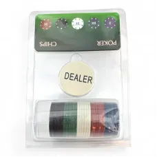 Покерные фишки с номиналом 30шт+1 дилера, d-4 см, пластик, разноцветные (DN36501)