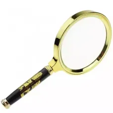 Універсальна лупа з ручкою "Дракон", метал, пластик, чорний, золотистий, кратність 5Х d-9 см h-18 см (DN29802)