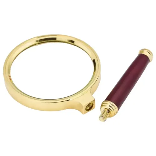 Компаси, лупи Універсальна лупа з ручкою, пластик, метал, коричневий, золотистий d-60 мм, кратність 5Х (DN26387)