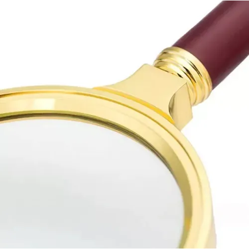 Компаси, лупи Універсальна лупа з ручкою, пластик, метал, коричневий, золотистий d-60 мм, кратність 5Х (DN26387)