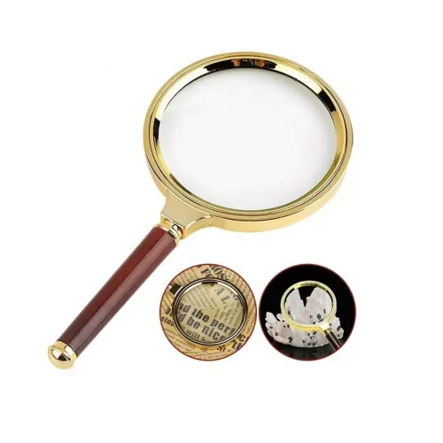 Компаси, лупи Універсальна лупа з ручкою, пластик, метал, коричневий, золотистий d-60 мм, кратність 5Х (DN26387)
