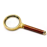 Універсальна лупа з ручкою, пластик, метал, коричневий, золотистий d-60 мм, кратність 5Х (DN26387)