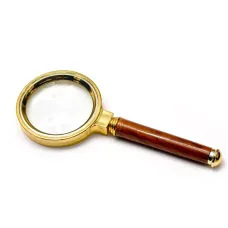 Універсальна лупа з ручкою, пластик, метал, коричневий, золотистий d-60 мм, кратність 5Х (DN26387)