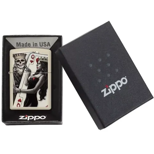 Бензиновые зажигалки Зажигалка бензиновая Zippo Skull King Queen Beauty Бежевая (49942)