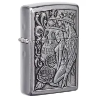 Зажигалка бензиновая Zippo Skull And Angel Emblem, матовый хром (49442)