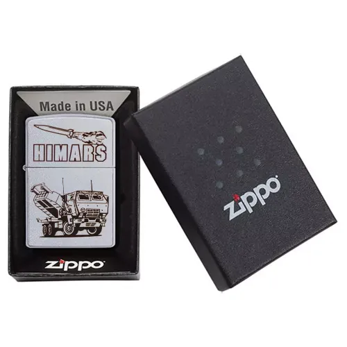Бензиновые зажигалки Зажигалка бензиновая Zippo Ukraine Satin Chrome гравировка HIMARS (205 H)