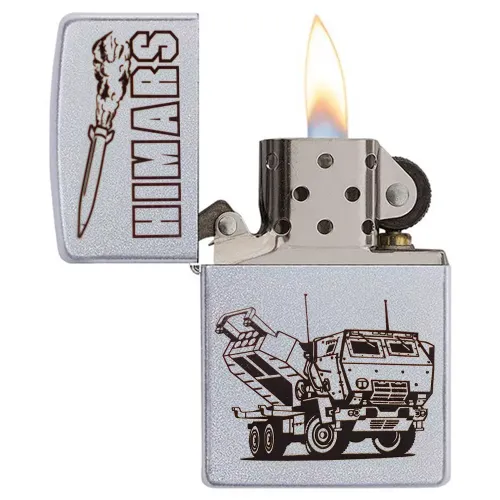 Бензиновые зажигалки Зажигалка бензиновая Zippo Ukraine Satin Chrome гравировка HIMARS (205 H)