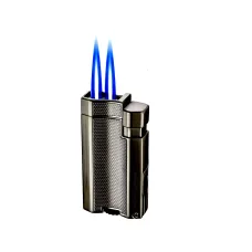 Запальничка для сигар газова п'єзо 2 турбо Silver Match London пробійник 8 мм, оксамитовий мішечок, метал, темний лід (40674364DRI)