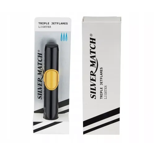 Газові запальнички Запальничка висока 12,8 см газова 3 турбо Silver Match Copenhague чорно-жовта, подарункова коробка (40674354BLG)