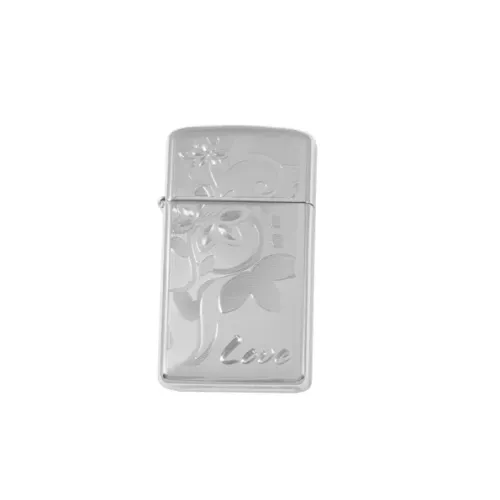 Бензинові запальнички Запальничка вузька Zippo Slim Love Flower High Polish Chrome (24816)