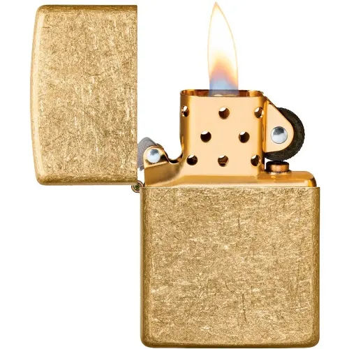 Зажигалка бензиновая Zippo Regular Tumbled Brass, золотистая (49477)
