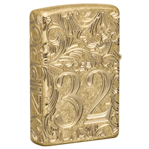 Запальничка армована бензинова ZIPPO Armor® Tumbled Brass 1932 Filigree Design, золотиста (46776)