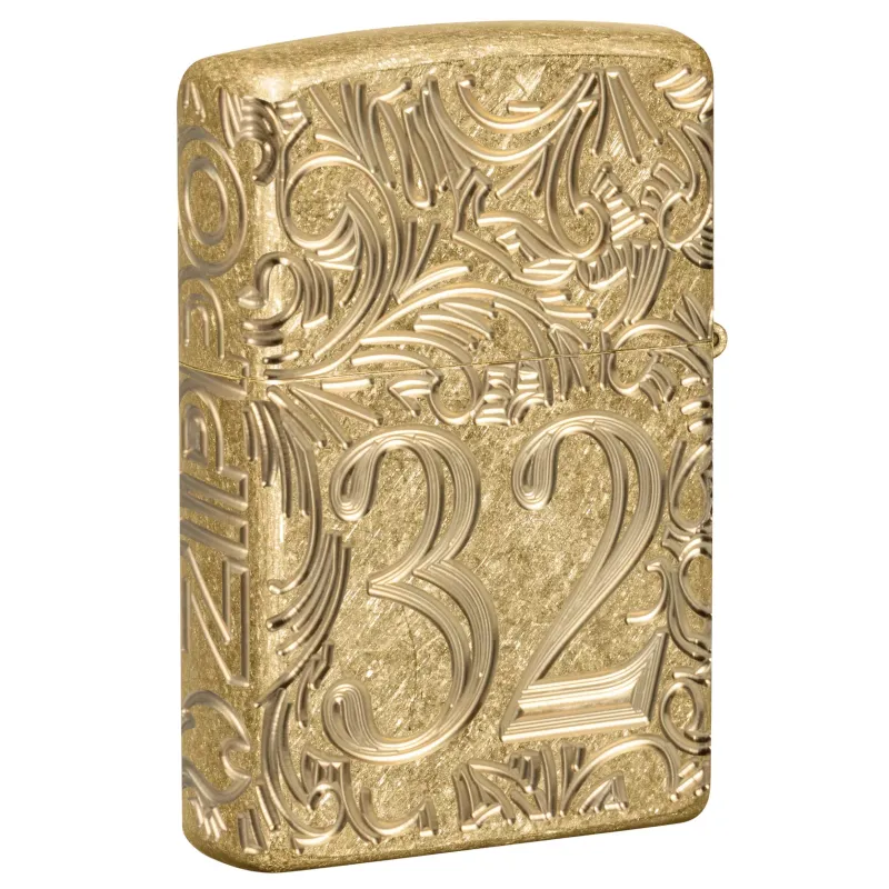 Запальничка армована бензинова ZIPPO Armor® Tumbled Brass 1932 Filigree Design, золотиста (46776)