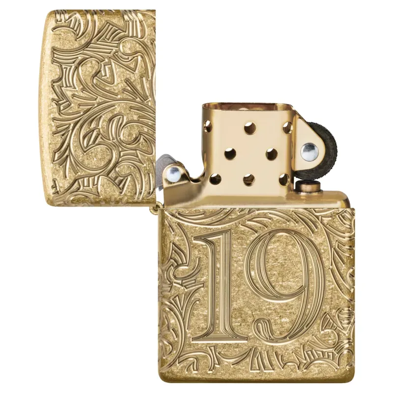 Запальничка армована бензинова ZIPPO Armor® Tumbled Brass 1932 Filigree Design, золотиста (46776)