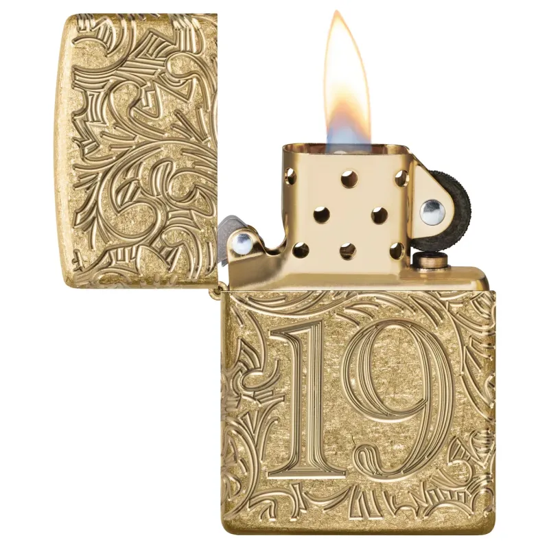 Запальничка армована бензинова ZIPPO Armor® Tumbled Brass 1932 Filigree Design, золотиста (46776)
