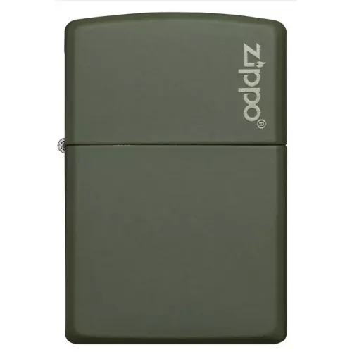 Зажигалка бензиновая Zippo Green Matte Logo оливковая (221ZL)