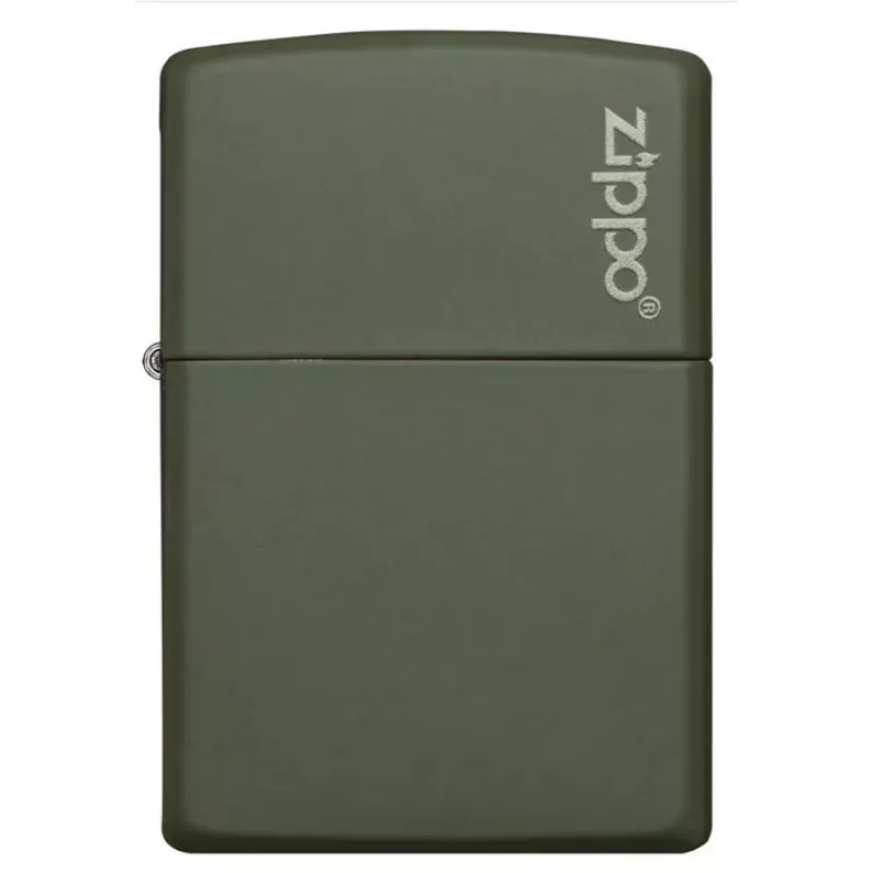 Зажигалка бензиновая Zippo Green Matte Logo оливковая (221ZL)