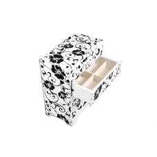Комодик-сундучок для украшений King Wood черно-белый (JF-C9040W)