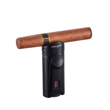 Зажигалка газовая для сигар Silver Match Debden Blueflame Cigar Holder металл, черная, подарочная коробка (40674262)