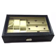 Футляр для наручных часов 6 шт и очков 3 шт 33х20х8 см черный (DN32799)