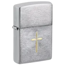 Зажигалка бензиновая Zippo Angel Aura Design Spiritual Cross Design, серебристая, матовый хром (46479)