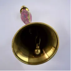 Дзвіночок бронзовий із ручкою Н-21,5 см "Пташки на рожевому фоні" гравіювання (DN35951B)