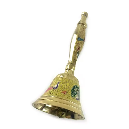 Другое Колокольчик с ручкой бронзовый H -18 см "Павлины на желтом фоне" гравировка (DN25806A)