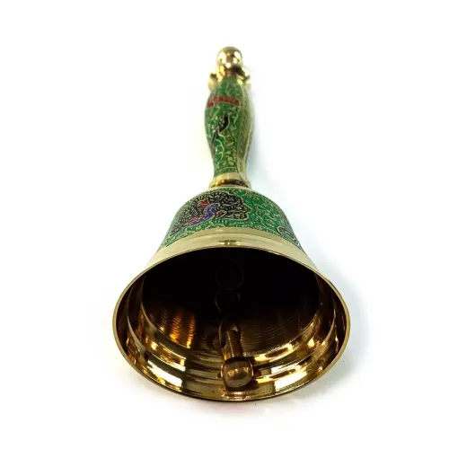 Другое Колокольчик с ручкой бронзовый H -18 см "Павлины на зеленом фоне" гравировка (DN25806E)