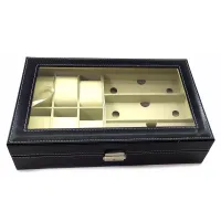 Футляр для наручных часов 6 шт и очков 3 шт 33х20х8 см черный (DN32799)