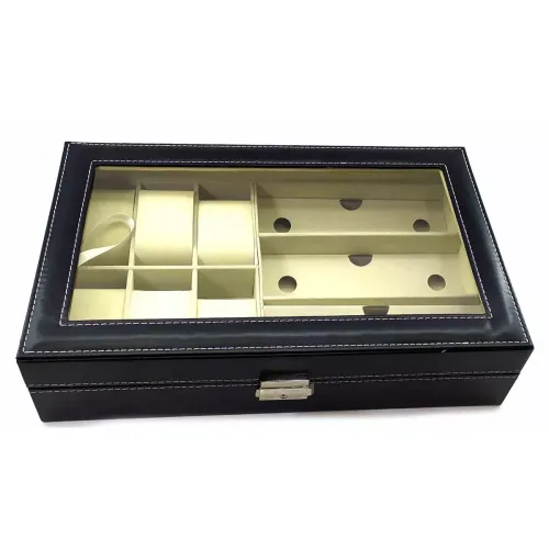 Футляри Футляр для наручних годинників 6 шт та окулярів 3 шт 33х20х8 см чорний (DN32799)