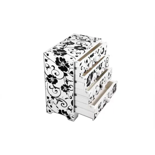 Ящики, комодики, шкафчики Комодик-сундучок для украшений King Wood черно-белый (JF-C9040W)