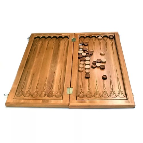 Ігрові набори Набір 3 в 1 нарди-шахи-шашки дерев'яні різьблені 56×28×5 см фігури, фішки дерево, клітина 3,1*3,1 см (DN34146)