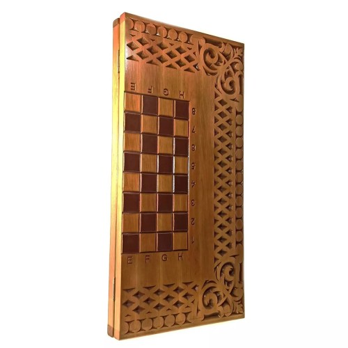 Ігрові набори Набір 3 в 1 нарди-шахи-шашки дерев'яні різьблені 56×28×5 см фігури, фішки дерево, клітина 3,1*3,1 см (DN34146)