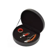 Набір сомельє на 3 предмети у футлярі з еко-шкіри, чорний (DN18894A)