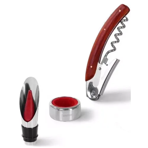 Все для алкогольних напоїв Набір сомельє на 3 предмети у футлярі з еко-шкіри, чорний (DN18894A)